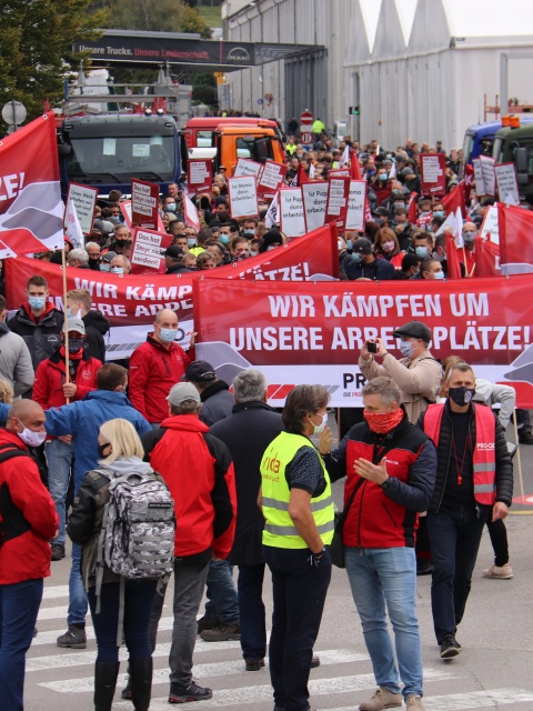 Kundgebung für Erhalt des MAN-Werk in Steyr.