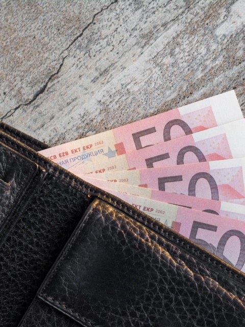 Brieftasche mit 50-Euro-Scheinen als Symbolbild für Lohnverhandlungen