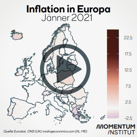Inflation in Europa Jänner 2021 bis Juni 2022
