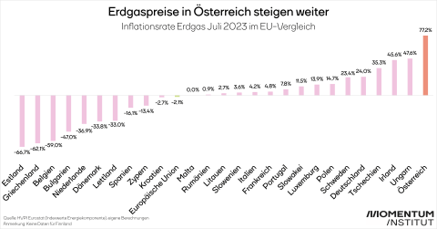 Österreich hat stärkste Preissteigerung bei Erdgas im gesamten EU-Vergleich.