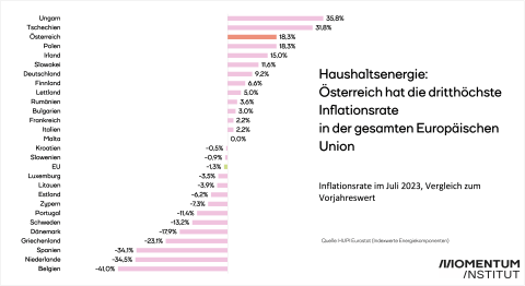 Inflationsrate der Haushaltsenergie in Österreich drittgrößte in der EU
